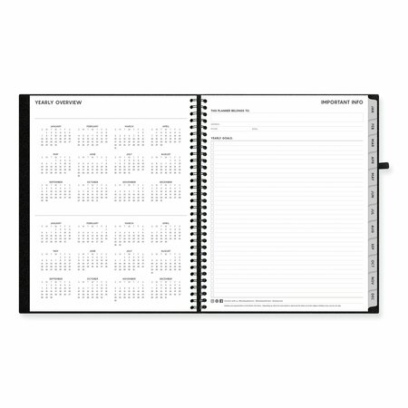 Blue Sky Aligned Weekly/Monthly Appointment Planner, 11 x 8.5, Black Cover, 12-Month Jan to Dec: 2024 BLS143590